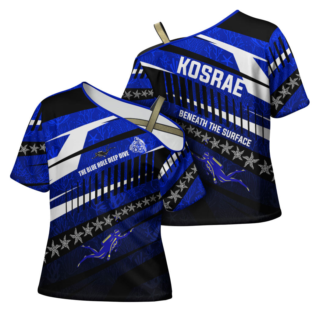 Kosrae Deep Sea Scuba Diving Cross Shoulder Shirt Blue Hole Beneath The Surface Coral Reef Graphic Art