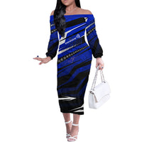 Kosrae Deep Sea Scuba Diving Family Matching Off The Shoulder Long Sleeve Dress and Hawaiian Shirt Blue Hole Beneath The Surface Coral Reef Graphic Art
