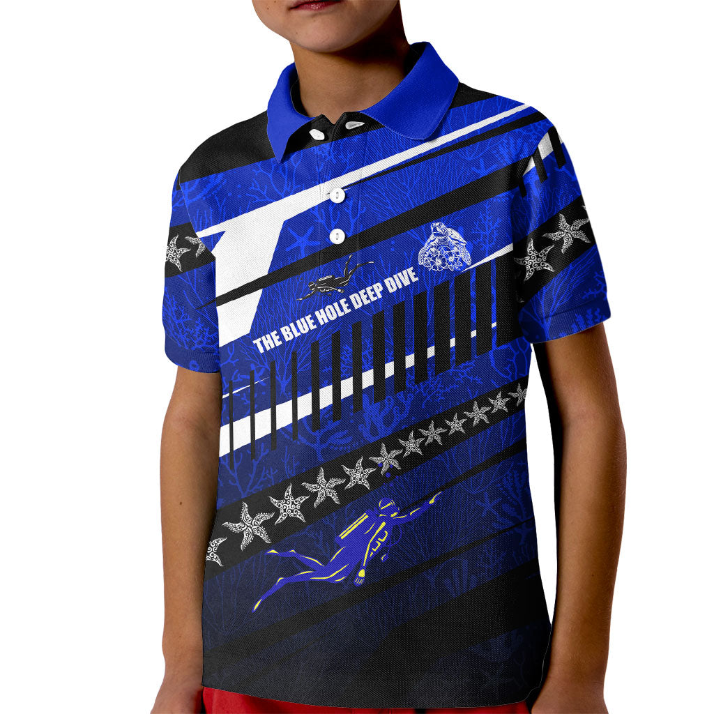 Kosrae Deep Sea Scuba Diving Kid Polo Shirt Blue Hole Beneath The Surface Coral Reef Graphic Art