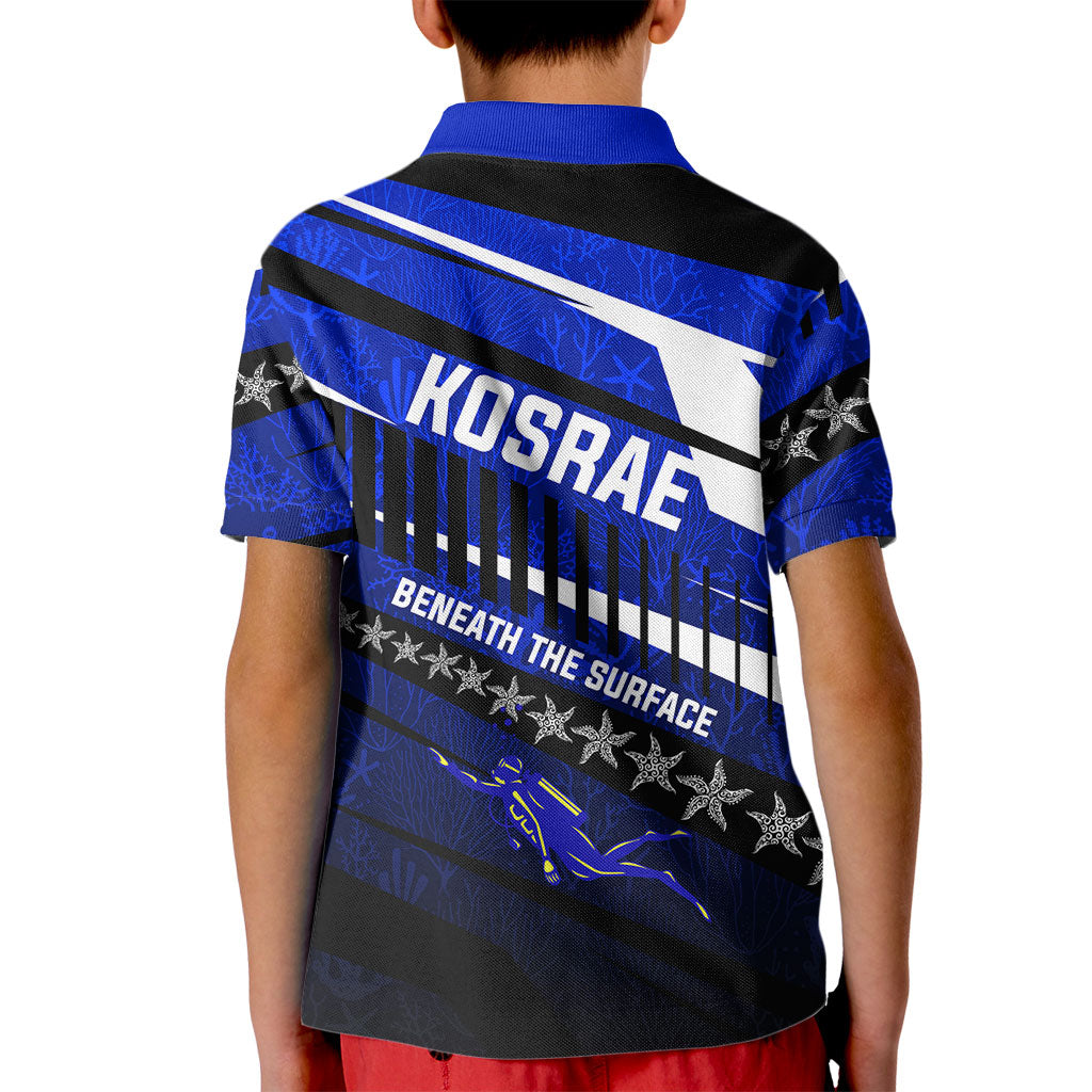 Kosrae Deep Sea Scuba Diving Kid Polo Shirt Blue Hole Beneath The Surface Coral Reef Graphic Art