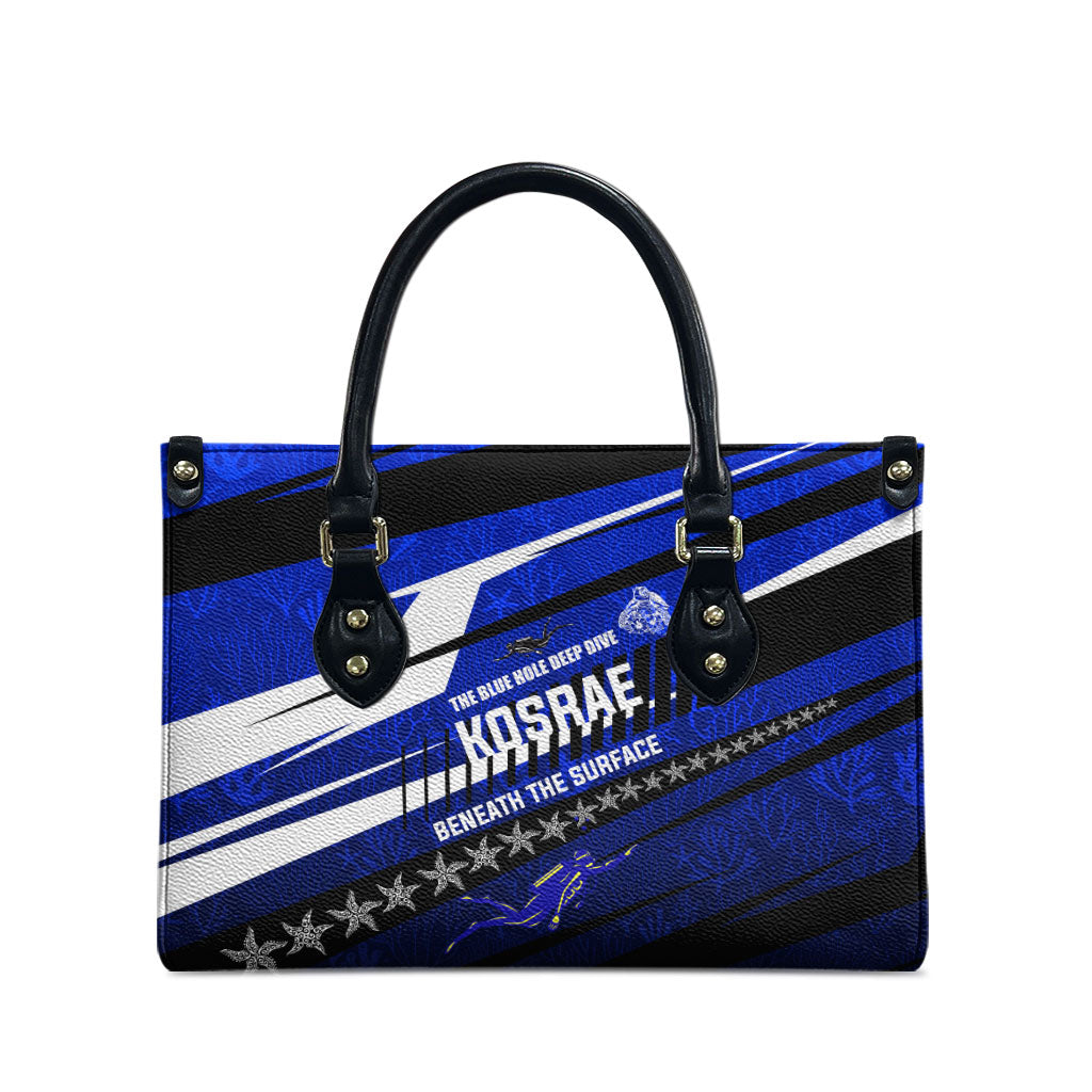 Kosrae Deep Sea Scuba Diving Leather Bag Blue Hole Beneath The Surface Coral Reef Graphic Art