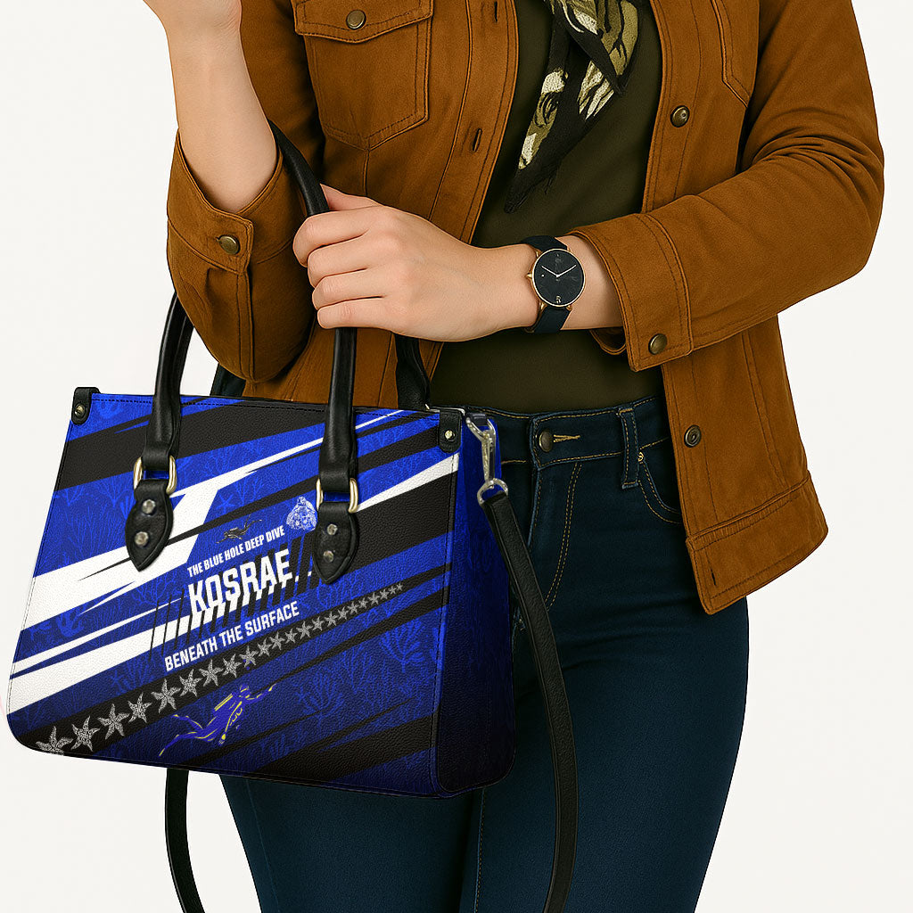 Kosrae Deep Sea Scuba Diving Leather Bag Blue Hole Beneath The Surface Coral Reef Graphic Art