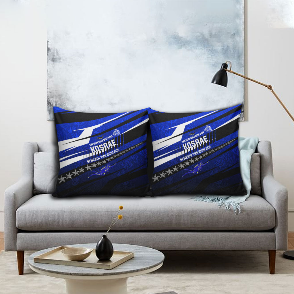 Kosrae Deep Sea Scuba Diving Pillow Cover Blue Hole Beneath The Surface Coral Reef Graphic Art