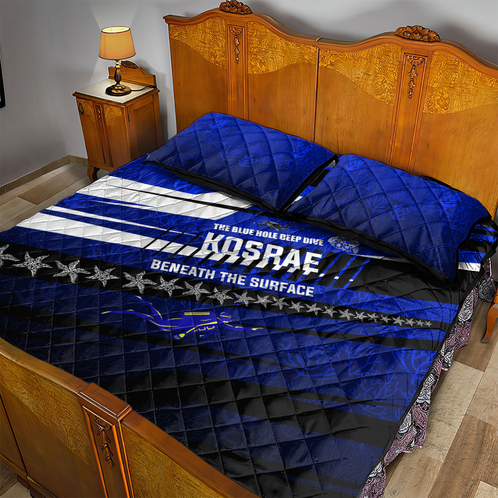 Kosrae Deep Sea Scuba Diving Quilt Bed Set Blue Hole Beneath The Surface Coral Reef Graphic Art