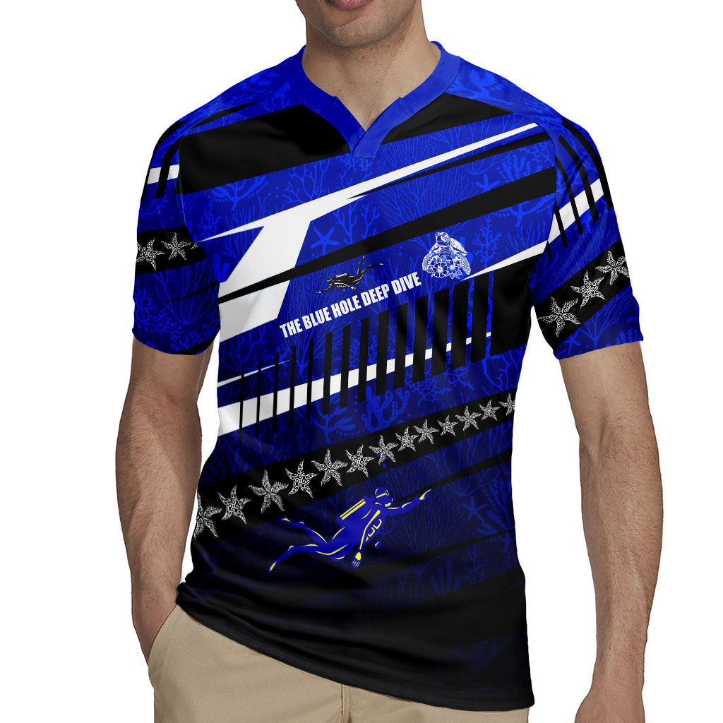 Kosrae Deep Sea Scuba Diving Rugby Jersey Blue Hole Beneath The Surface Coral Reef Graphic Art