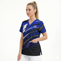 Kosrae Deep Sea Scuba Diving Scrub Top Blue Hole Beneath The Surface Coral Reef Graphic Art