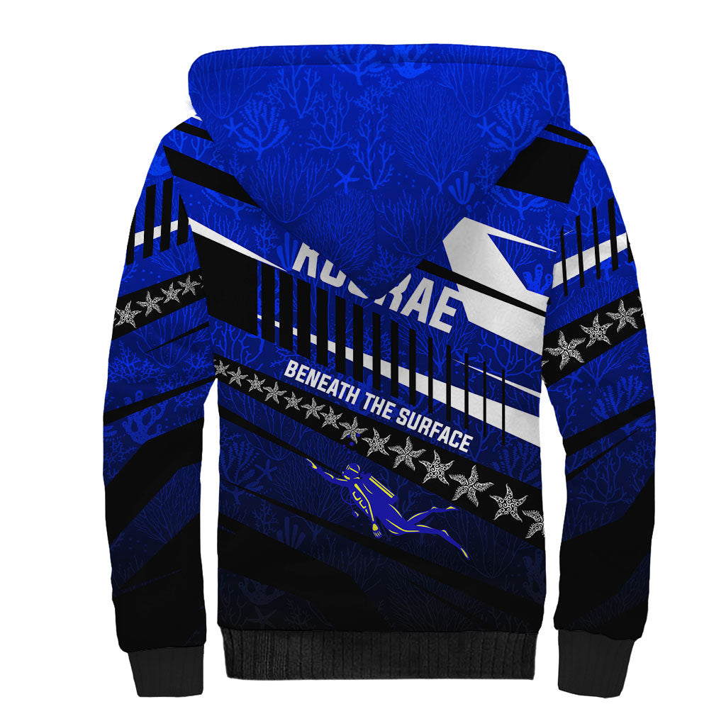 Kosrae Deep Sea Scuba Diving Sherpa Hoodie Blue Hole Beneath The Surface Coral Reef Graphic Art