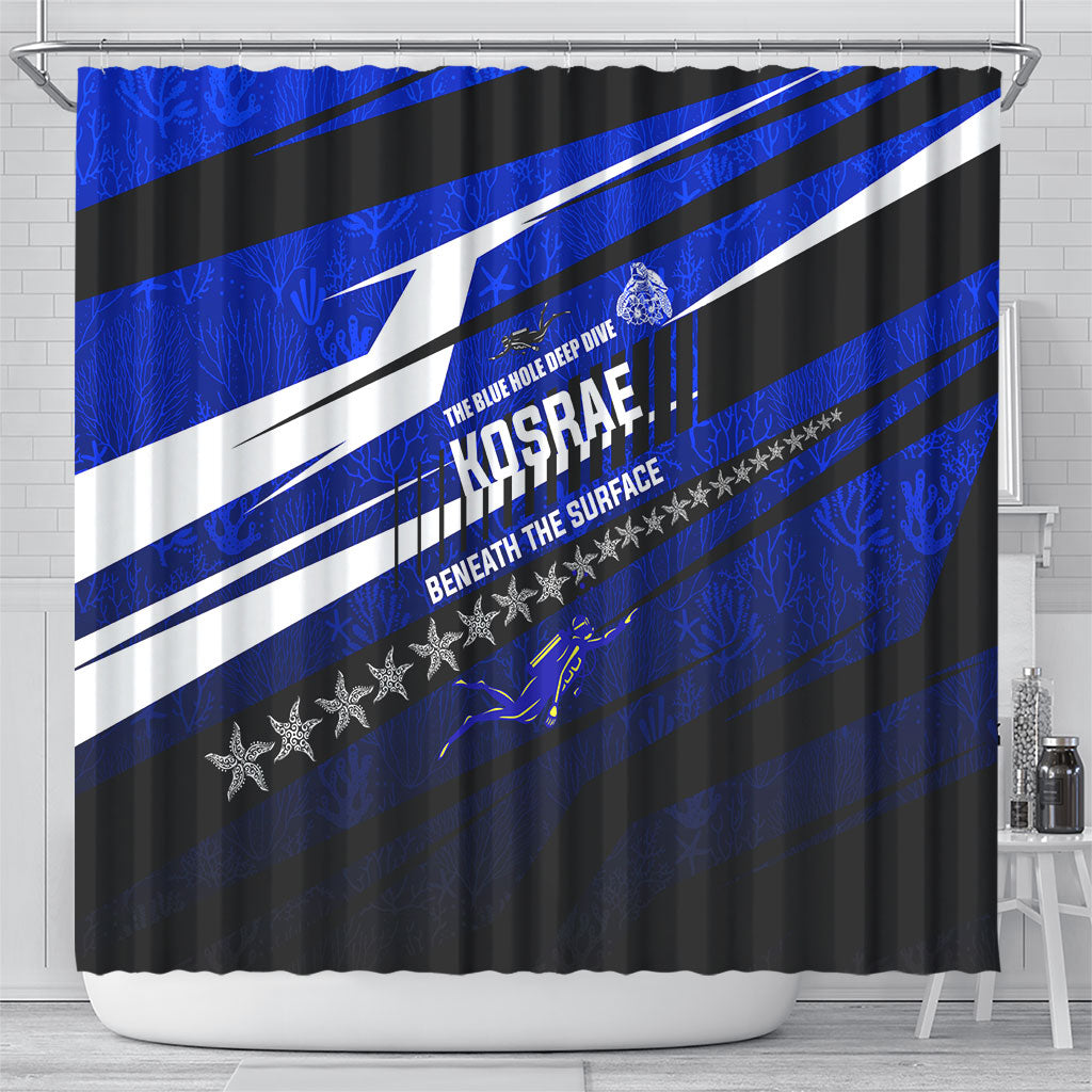 Kosrae Deep Sea Scuba Diving Shower Curtain Blue Hole Beneath The Surface Coral Reef Graphic Art