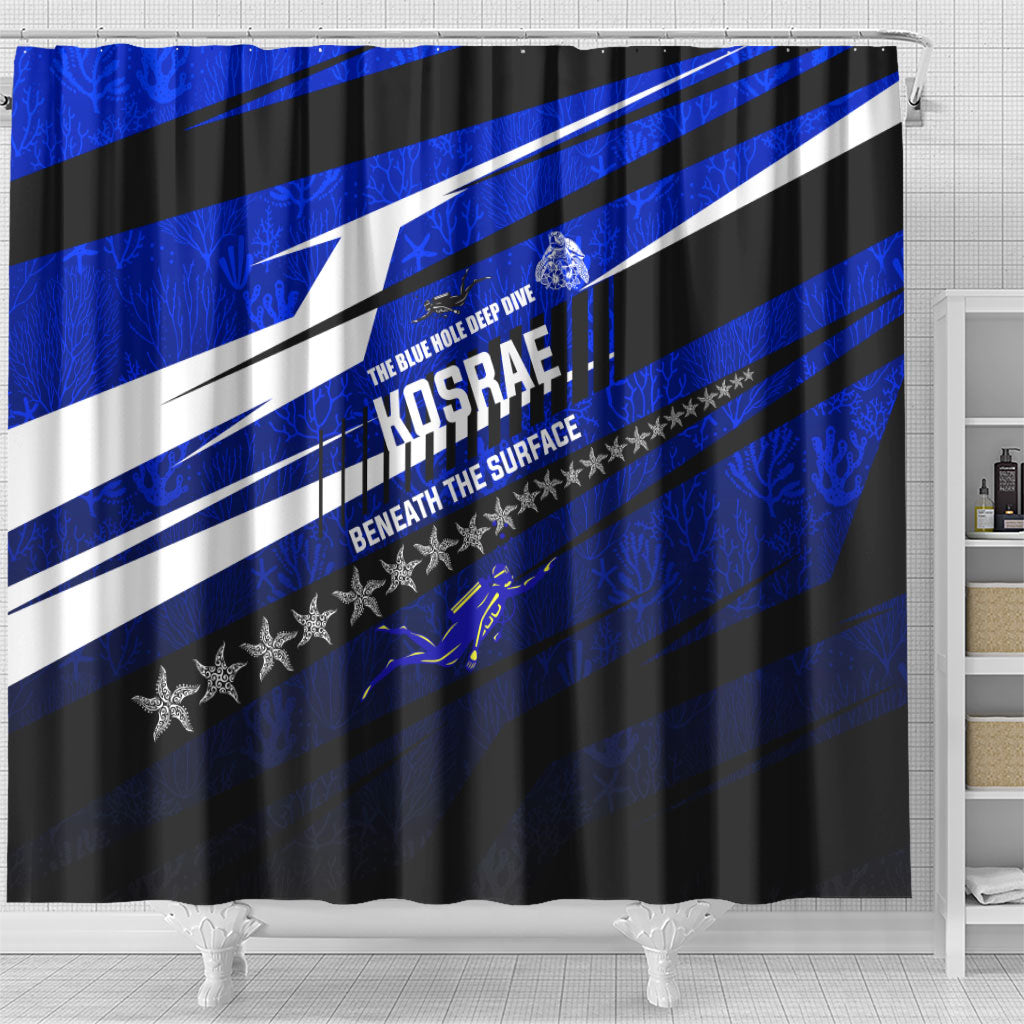 Kosrae Deep Sea Scuba Diving Shower Curtain Blue Hole Beneath The Surface Coral Reef Graphic Art