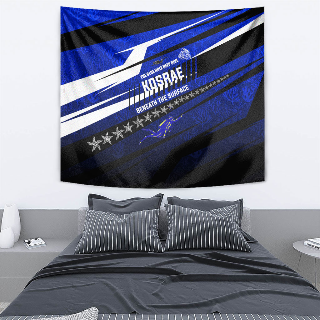 Kosrae Deep Sea Scuba Diving Tapestry Blue Hole Beneath The Surface Coral Reef Graphic Art