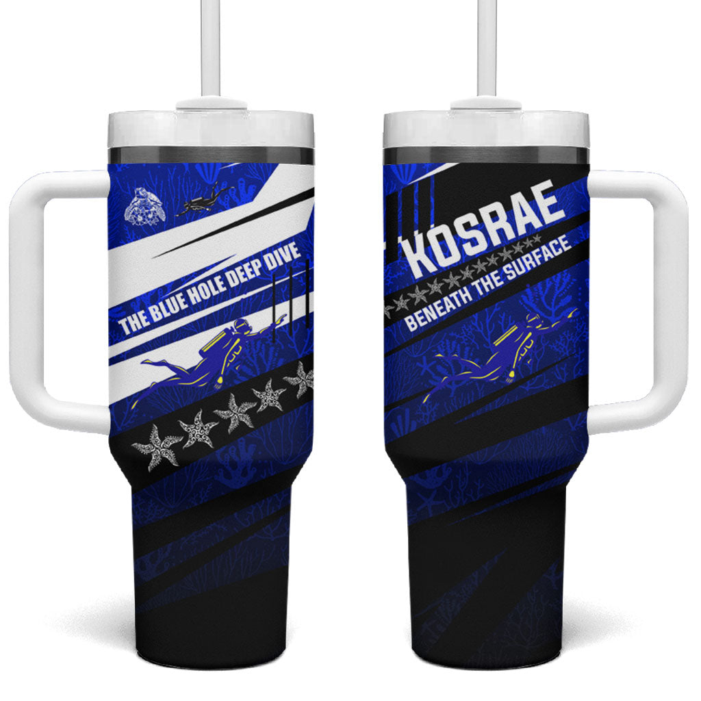 Kosrae Deep Sea Scuba Diving Tumbler With Handle Blue Hole Beneath The Surface Coral Reef Graphic Art