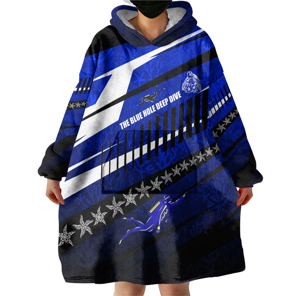 Kosrae Deep Sea Scuba Diving Wearable Blanket Hoodie Blue Hole Beneath The Surface Coral Reef Graphic Art