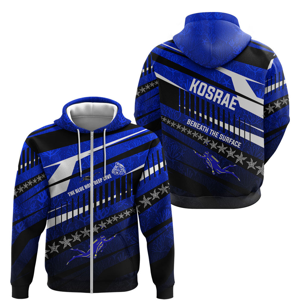 Kosrae Deep Sea Scuba Diving Zip Hoodie Blue Hole Beneath The Surface Coral Reef Graphic Art