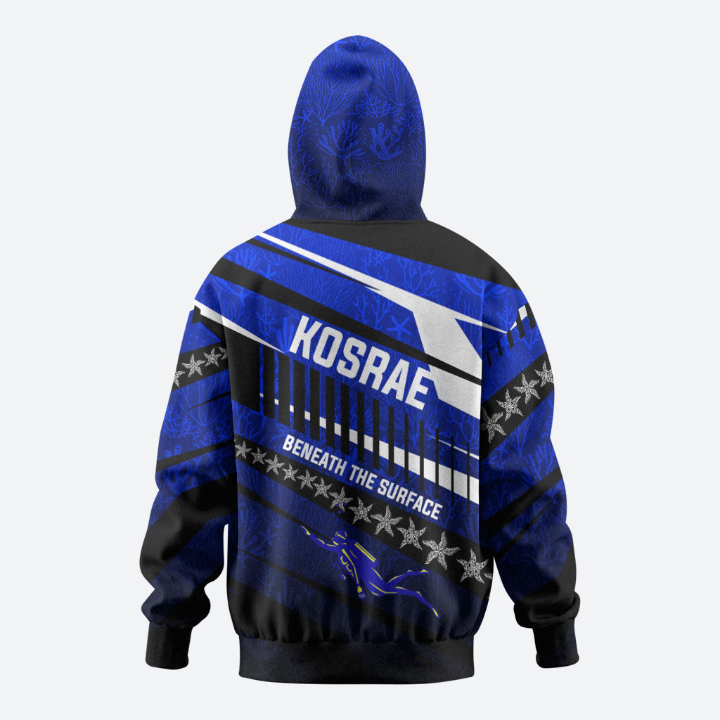 Kosrae Deep Sea Scuba Diving Zip Hoodie Blue Hole Beneath The Surface Coral Reef Graphic Art