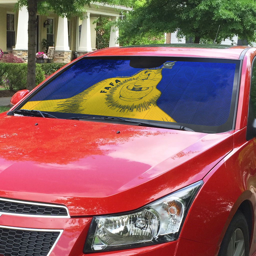 Kosrae Fafa Culinary Heritage Auto Sun Shade Kosraean Gold Taro Tradition Illustration With Coconut Leaves