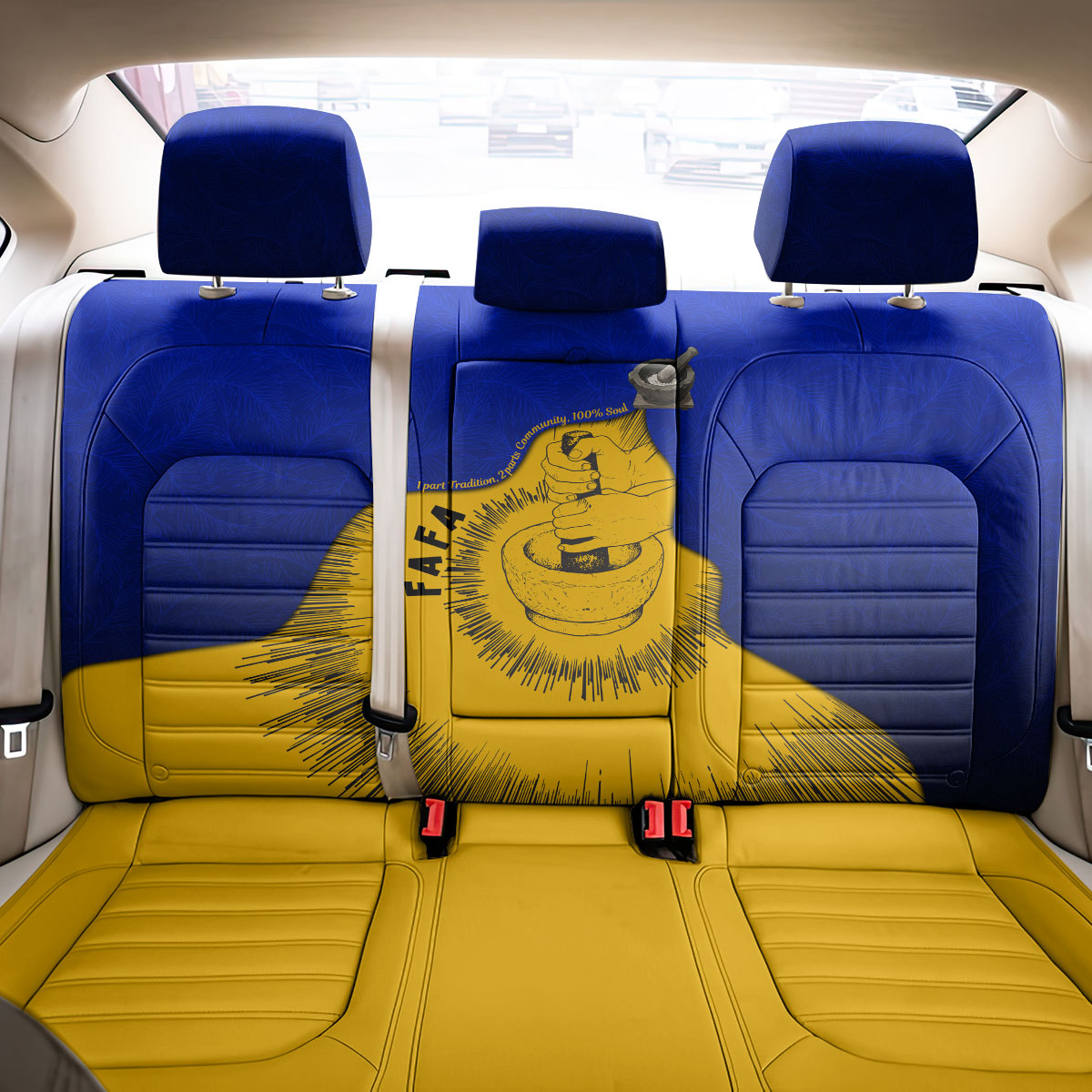 Kosrae Fafa Culinary Heritage Back Car Seat Cover Kosraean Gold Taro Tradition Illustration With Coconut Leaves