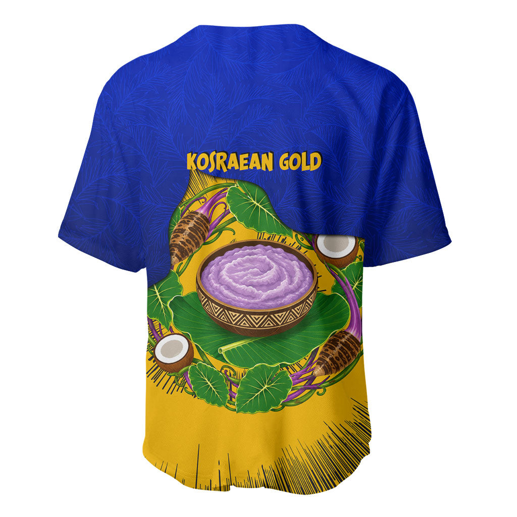 Kosrae Fafa Culinary Heritage Baseball Jersey Kosraean Gold Taro Tradition Illustration With Coconut Leaves