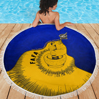 Kosrae Fafa Culinary Heritage Beach Blanket Kosraean Gold Taro Tradition Illustration With Coconut Leaves