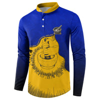 Kosrae Fafa Culinary Heritage Button Sweatshirt Kosraean Gold Taro Tradition Illustration With Coconut Leaves