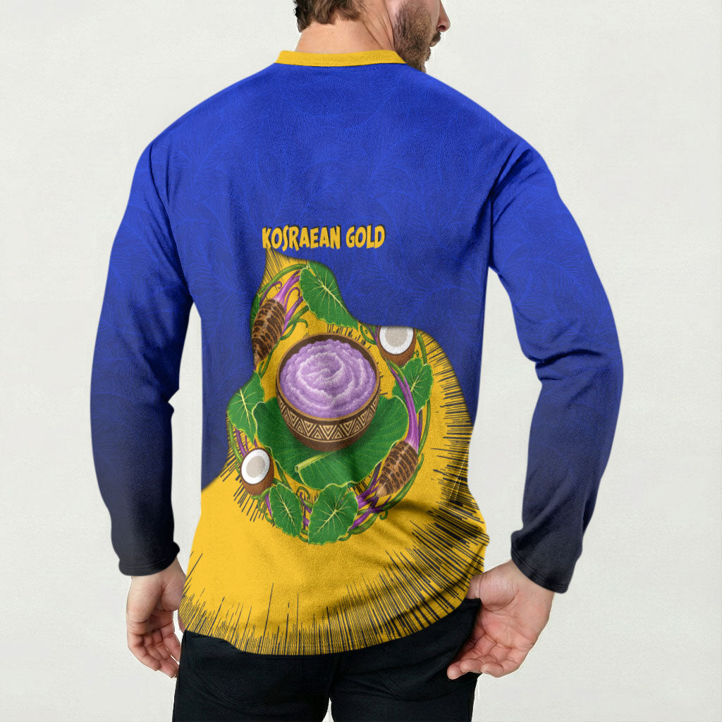 Kosrae Fafa Culinary Heritage Button Sweatshirt Kosraean Gold Taro Tradition Illustration With Coconut Leaves