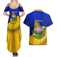 Kosrae Fafa Culinary Heritage Couples Matching Summer Maxi Dress and Hawaiian Shirt Kosraean Gold Taro Tradition Illustration With Coconut Leaves
