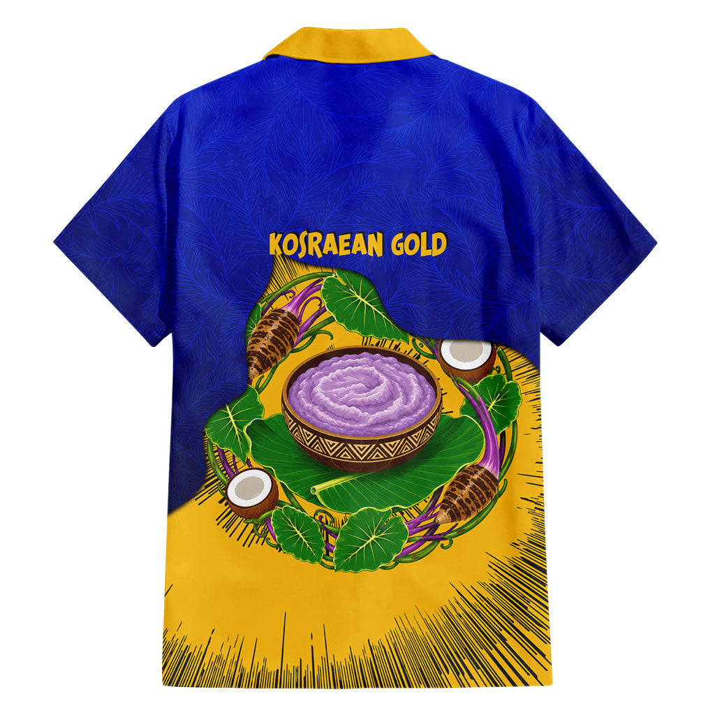 Kosrae Fafa Culinary Heritage Family Matching Long Sleeve Bodycon Dress and Hawaiian Shirt Kosraean Gold Taro Tradition Illustration With Coconut Leaves
