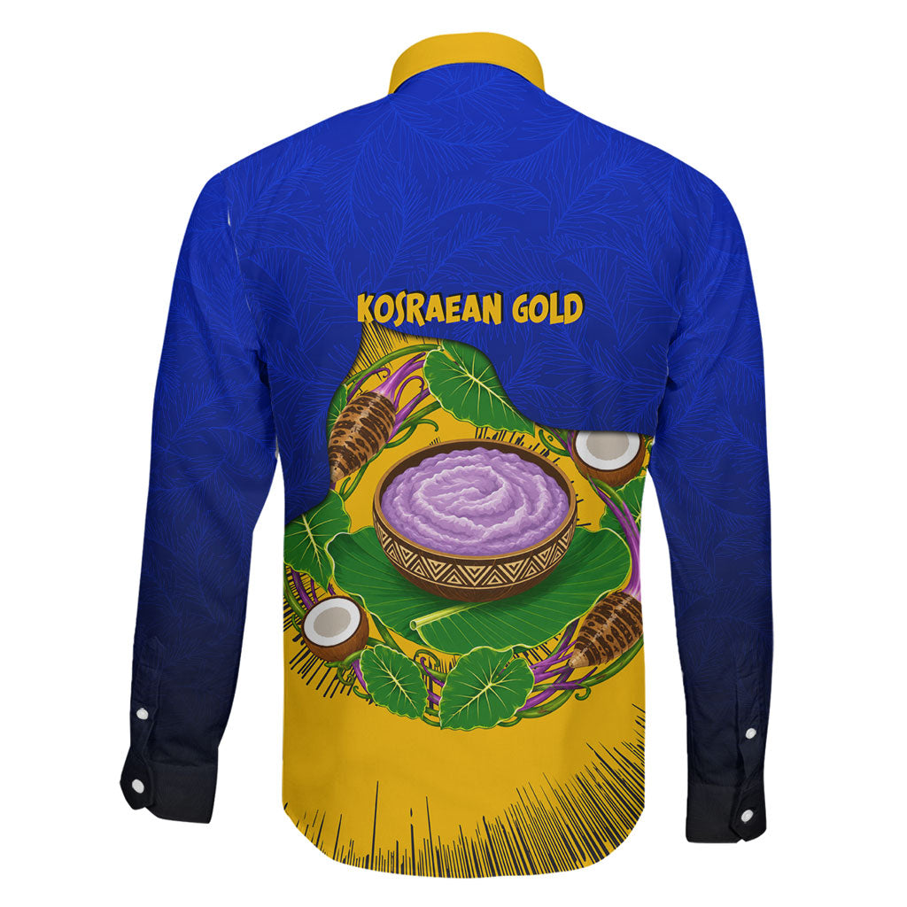 Kosrae Fafa Culinary Heritage Family Matching Long Sleeve Bodycon Dress and Hawaiian Shirt Kosraean Gold Taro Tradition Illustration With Coconut Leaves
