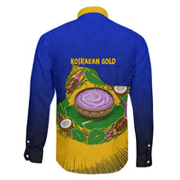 Kosrae Fafa Culinary Heritage Family Matching Long Sleeve Bodycon Dress and Hawaiian Shirt Kosraean Gold Taro Tradition Illustration With Coconut Leaves