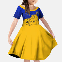 Kosrae Fafa Culinary Heritage Family Matching Off Shoulder Short Dress and Hawaiian Shirt Kosraean Gold Taro Tradition Illustration With Coconut Leaves