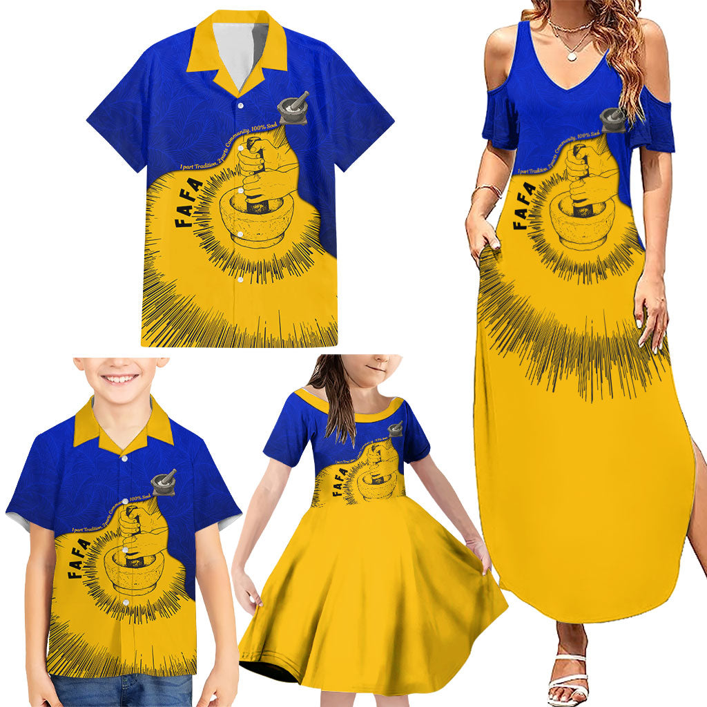 Kosrae Fafa Culinary Heritage Family Matching Summer Maxi Dress and Hawaiian Shirt Kosraean Gold Taro Tradition Illustration With Coconut Leaves