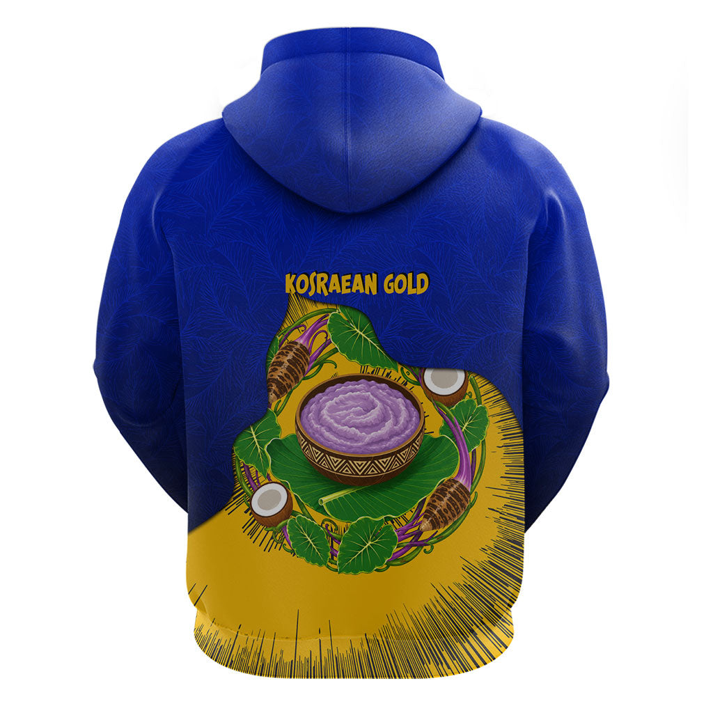 Kosrae Fafa Culinary Heritage Hoodie Kosraean Gold Taro Tradition Illustration With Coconut Leaves