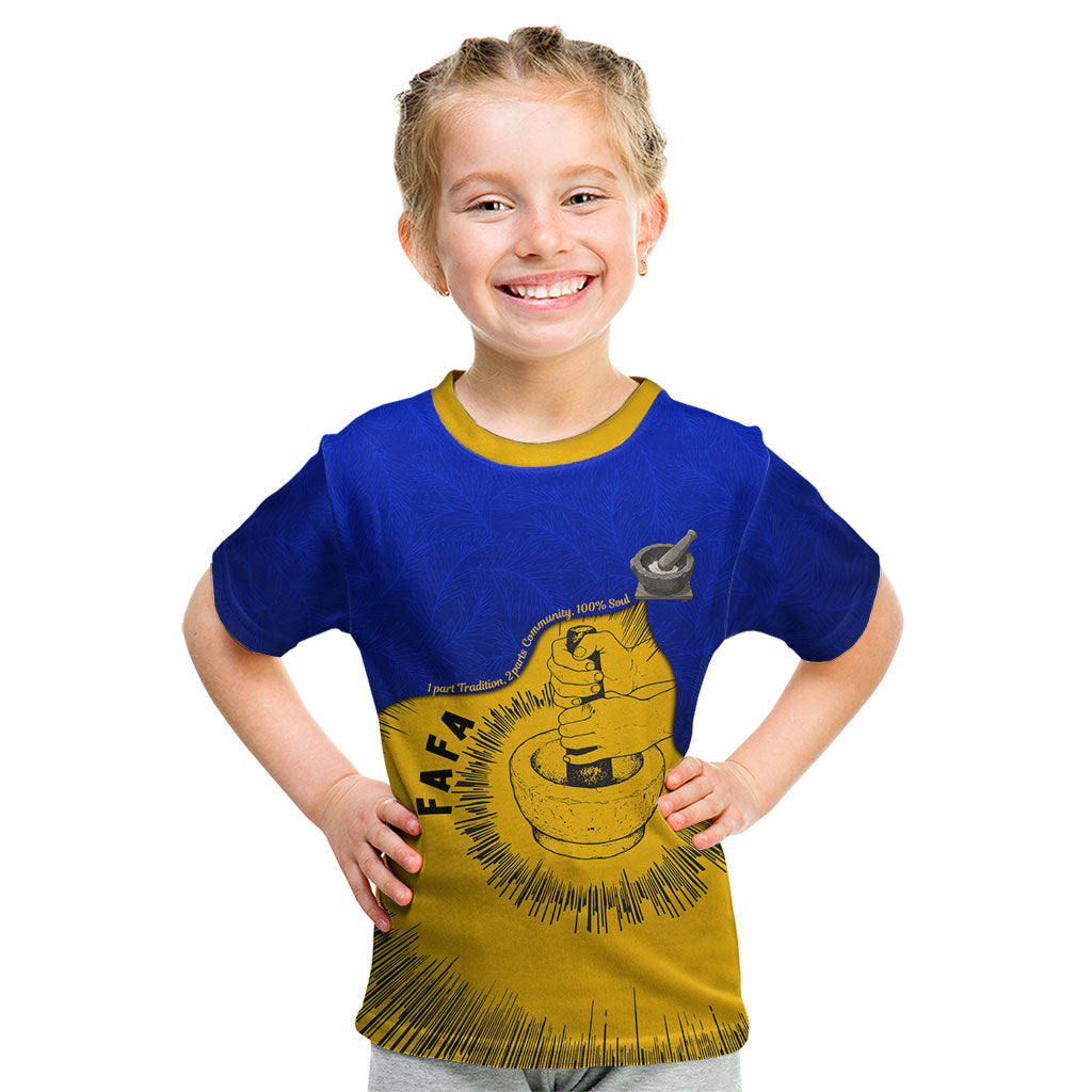 Kosrae Fafa Culinary Heritage Kid T Shirt Kosraean Gold Taro Tradition Illustration With Coconut Leaves