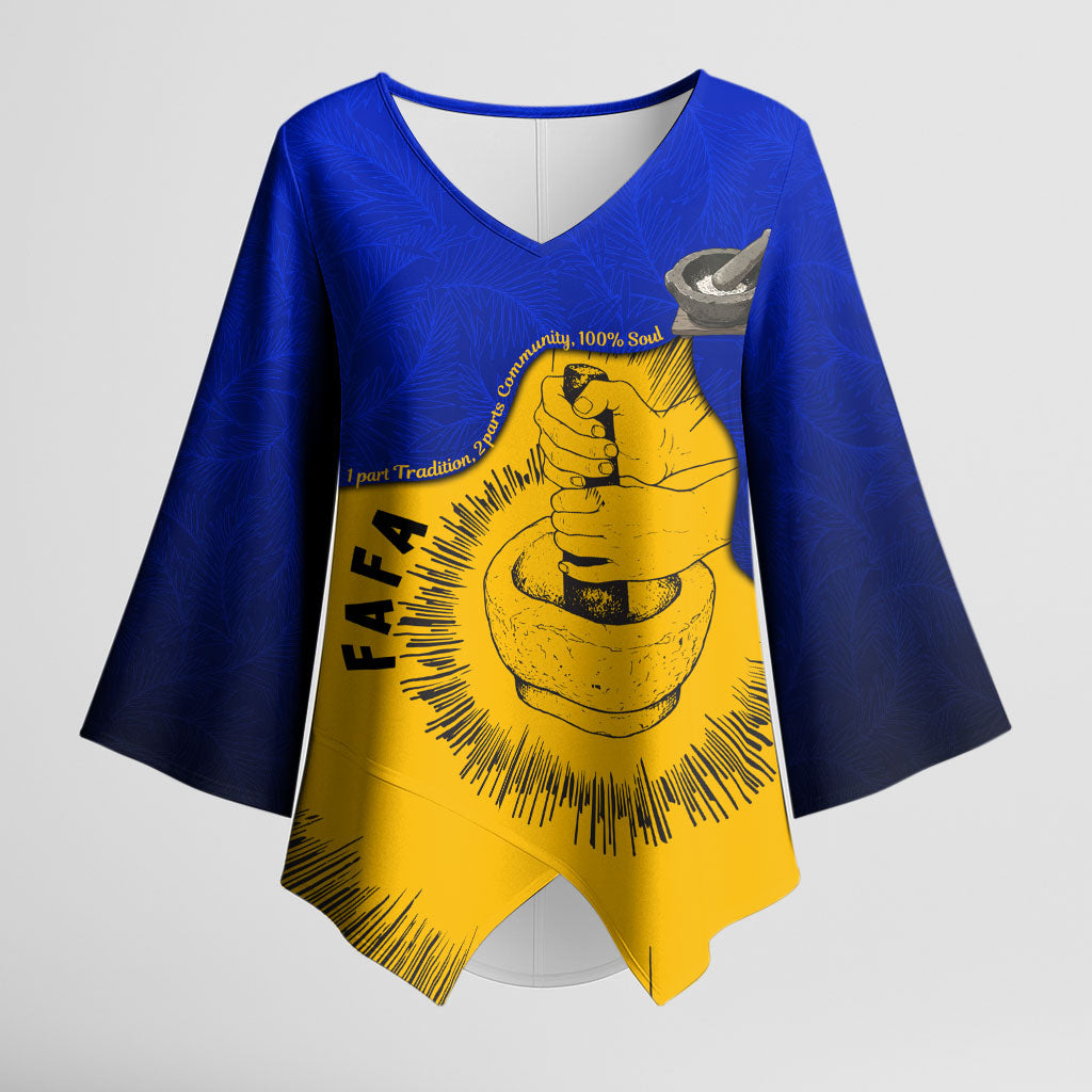 Kosrae Fafa Culinary Heritage Kimono Sleeve Blouse Kosraean Gold Taro Tradition Illustration With Coconut Leaves