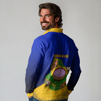 Kosrae Fafa Culinary Heritage Long Sleeve Polo Shirt Kosraean Gold Taro Tradition Illustration With Coconut Leaves