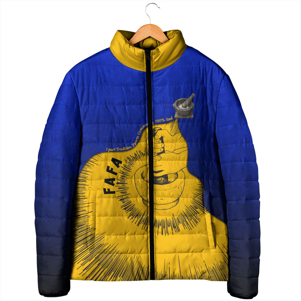 Kosrae Fafa Culinary Heritage Padded Jacket Kosraean Gold Taro Tradition Illustration With Coconut Leaves