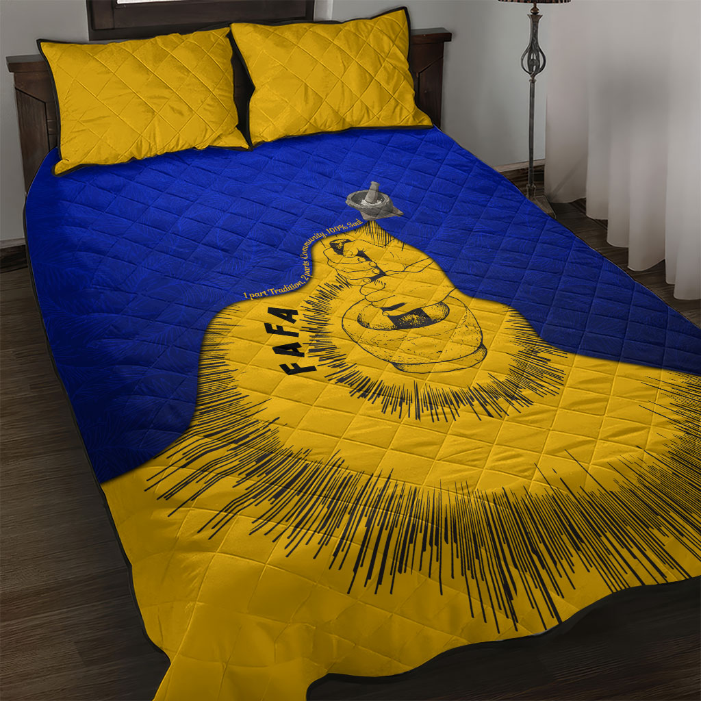 Kosrae Fafa Culinary Heritage Quilt Bed Set Kosraean Gold Taro Tradition Illustration With Coconut Leaves