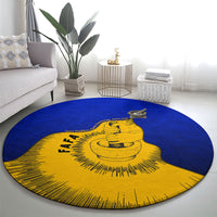 Kosrae Fafa Culinary Heritage Round Carpet Kosraean Gold Taro Tradition Illustration With Coconut Leaves