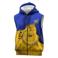 Kosrae Fafa Culinary Heritage Sleeveless Zip Hoodie Kosraean Gold Taro Tradition Illustration With Coconut Leaves