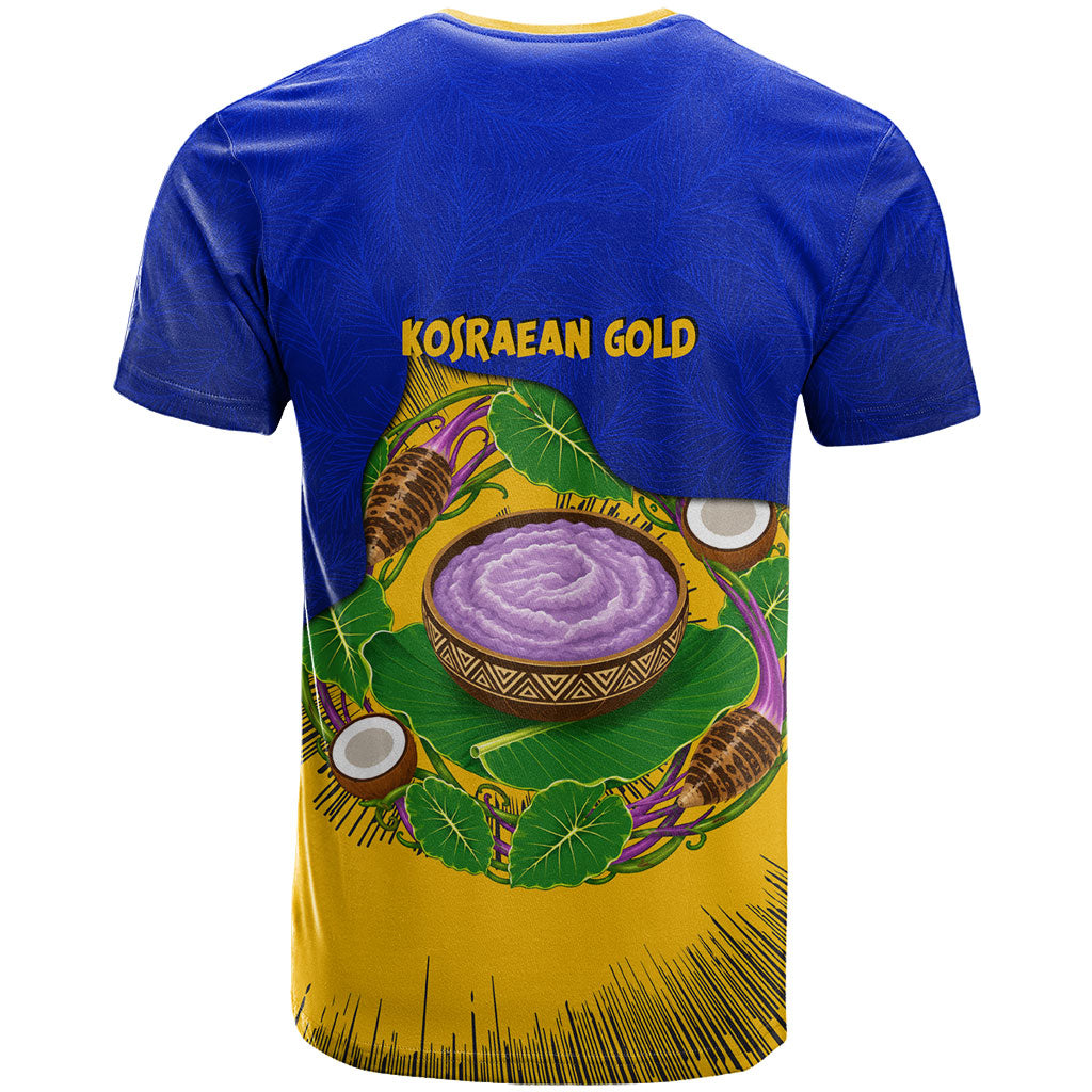 Kosrae Fafa Culinary Heritage T Shirt Kosraean Gold Taro Tradition Illustration With Coconut Leaves
