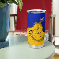 Kosrae Fafa Culinary Heritage Tumbler Cup Kosraean Gold Taro Tradition Illustration With Coconut Leaves