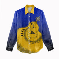 Kosrae Fafa Culinary Heritage Women Casual Shirt Kosraean Gold Taro Tradition Illustration With Coconut Leaves