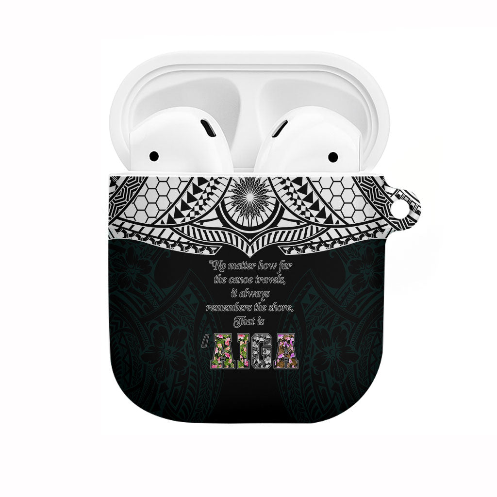 AIGA Always In Gods Arms Samoa AirPods Case Polynesian Tribal Tattoo Art Family Heritage Faith TS04 Black White - Polynesian Pride