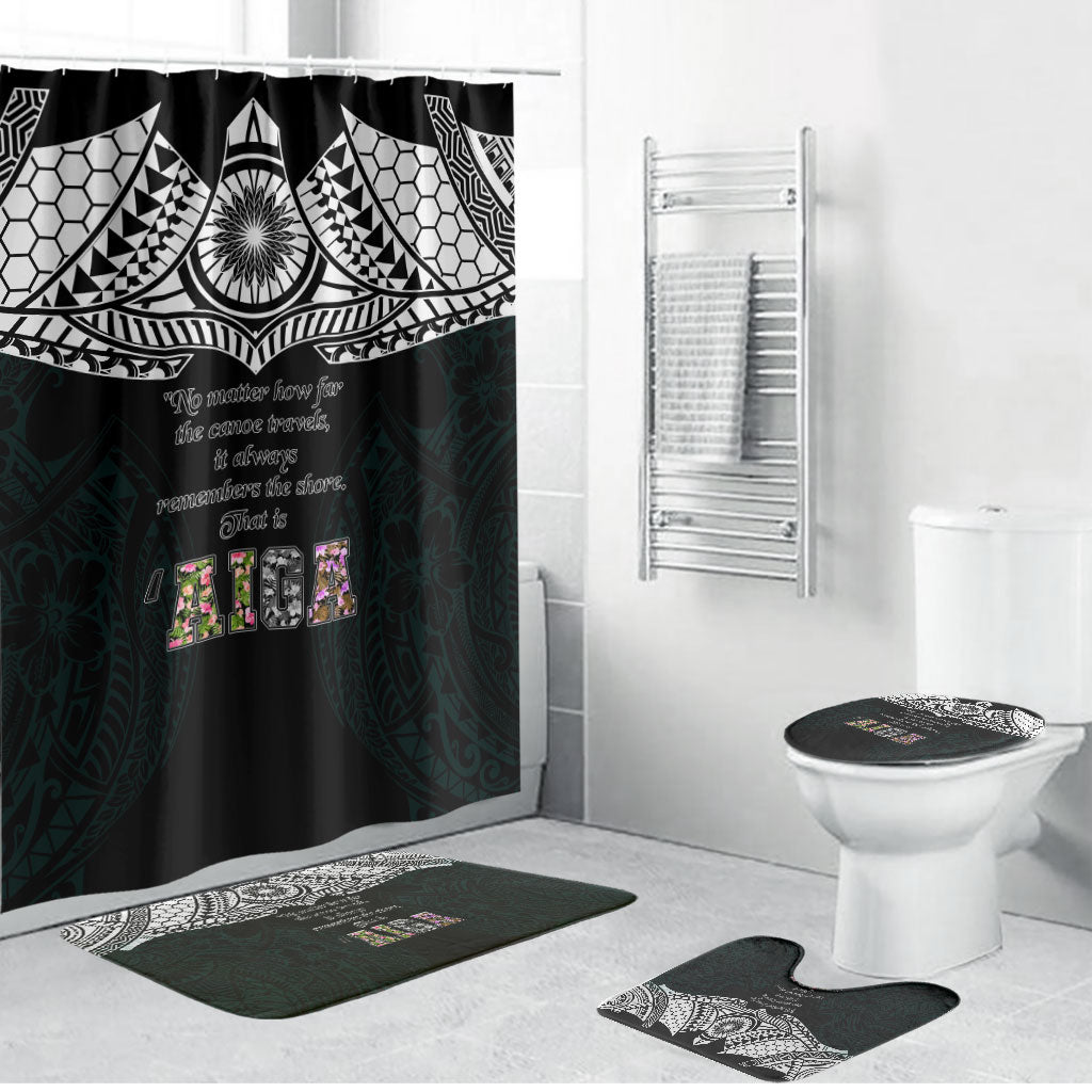 AIGA Always In Gods Arms Samoa Bathroom Set Polynesian Tribal Tattoo Art Family Heritage Faith TS04 Bathroom Set (4 pcs) Black White - Polynesian Pride