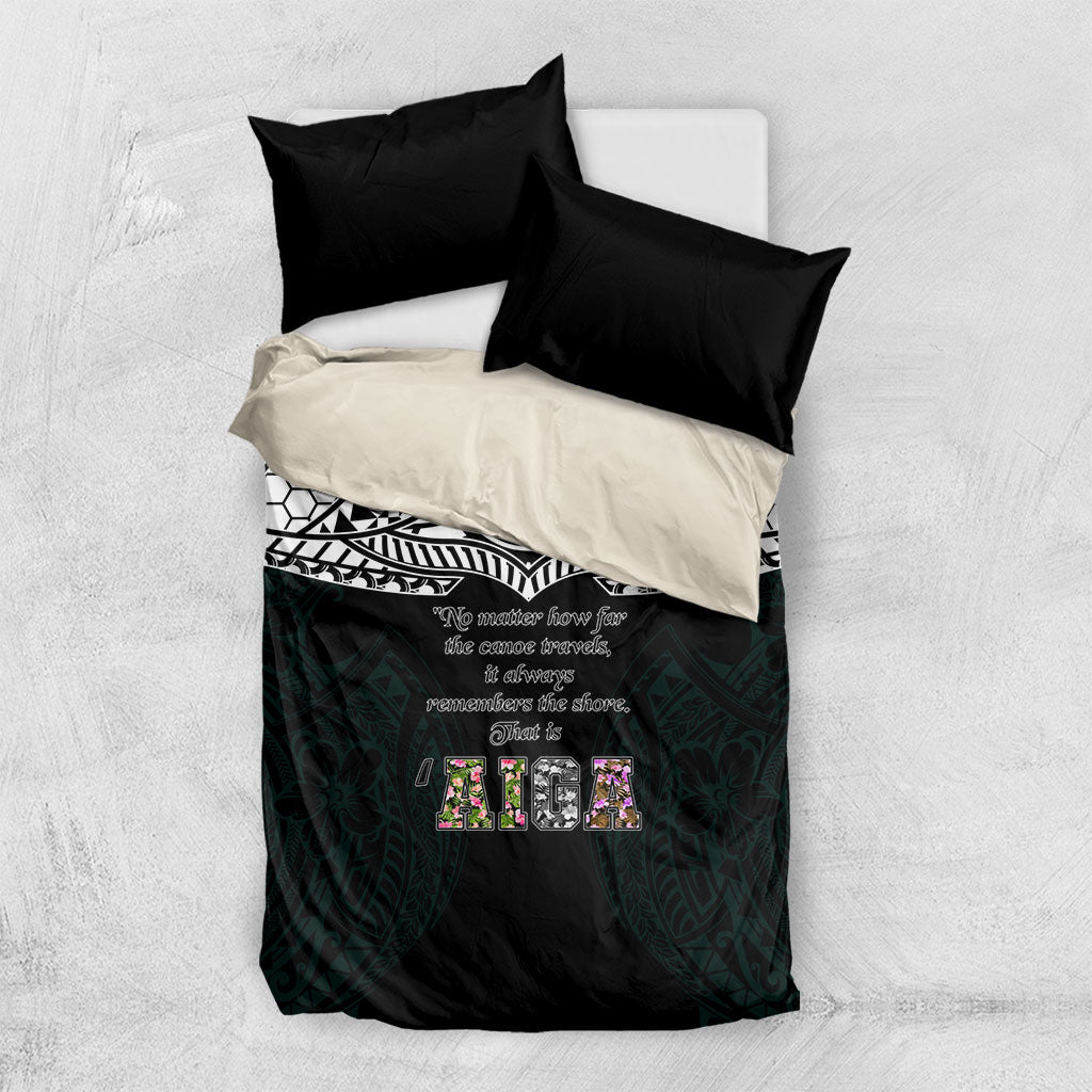 AIGA Always In Gods Arms Samoa Bedding Set Polynesian Tribal Tattoo Art Family Heritage Faith TS04 US Twin 172cm x 218cm Black White - Polynesian Pride