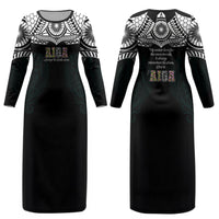 AIGA Always In Gods Arms Samoa Couples Matching Long Sleeve Bodycon Dress and Long Sleeve Button Shirt Polynesian Tribal Tattoo Art Family Heritage Faith TS04 - Polynesian Pride