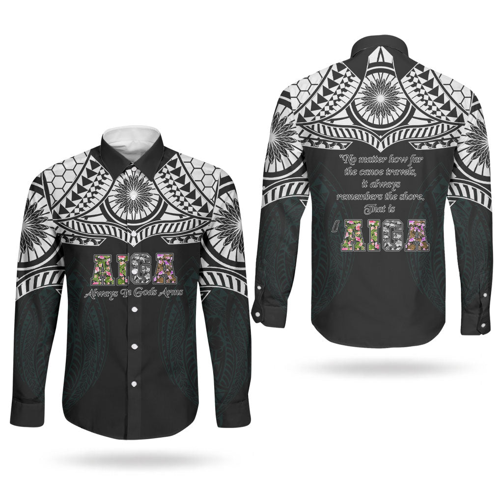 AIGA Always In Gods Arms Samoa Couples Matching Off The Shoulder Long Sleeve Dress and Long Sleeve Button Shirt Polynesian Tribal Tattoo Art Family Heritage Faith TS04 - Polynesian Pride
