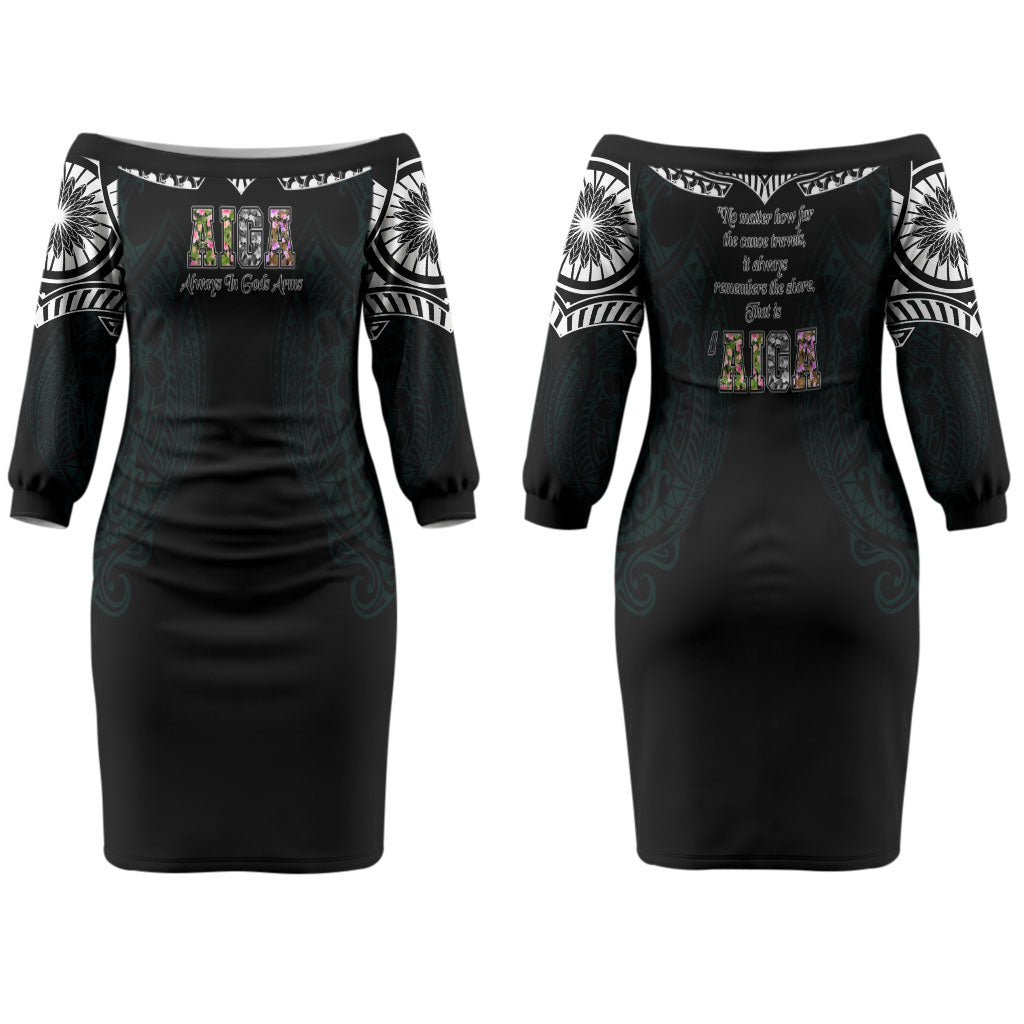 AIGA Always In Gods Arms Samoa Couples Matching Off The Shoulder Long Sleeve Dress and Long Sleeve Button Shirt Polynesian Tribal Tattoo Art Family Heritage Faith TS04 - Polynesian Pride