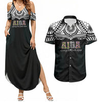 AIGA Always In Gods Arms Samoa Couples Matching Summer Maxi Dress and Hawaiian Shirt Polynesian Tribal Tattoo Art Family Heritage Faith TS04 Black White - Polynesian Pride