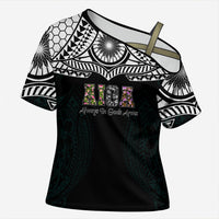 AIGA Always In Gods Arms Samoa Cross Shoulder Shirt Polynesian Tribal Tattoo Art Family Heritage Faith TS04 Female Black White - Polynesian Pride