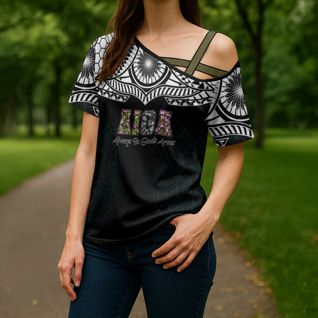 AIGA Always In Gods Arms Samoa Cross Shoulder Shirt Polynesian Tribal Tattoo Art Family Heritage Faith TS04 - Polynesian Pride